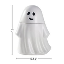 Way to Celebrate Halloween Ceramic Ghost Treat Jar, Food Storage