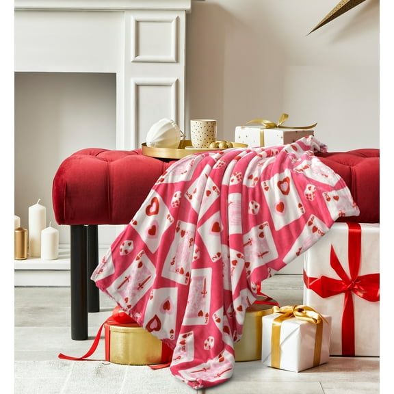 Way to Celebrate Super Soft Cozy Valentines Day Oversize Plush Throw Blankets, Cards