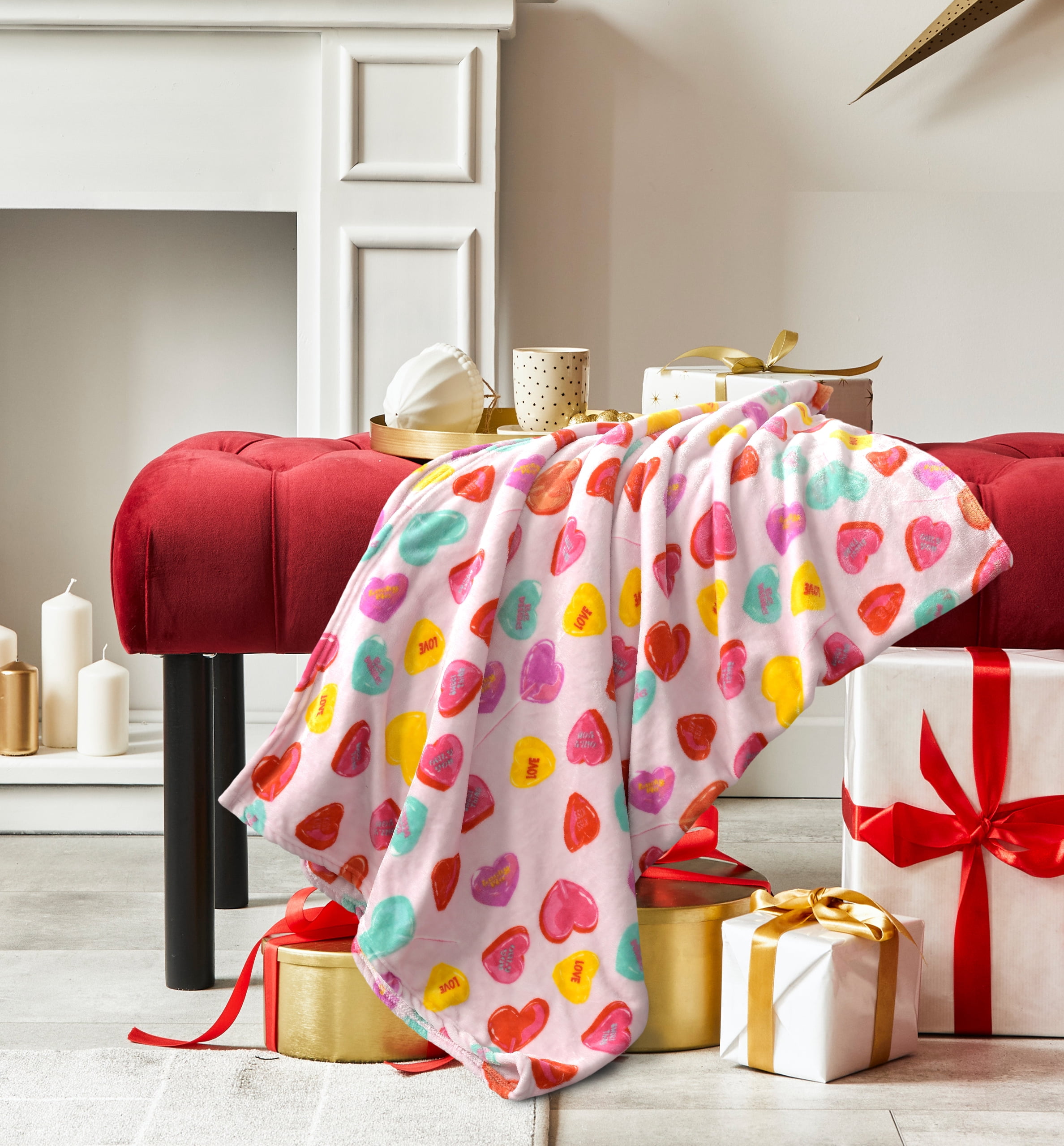 Way To Celebrate Super Soft Valentine's Day Throw Blanket, Lollipops, 50 x 60 in