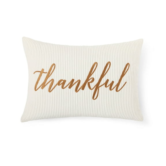 Way To Celebrate 14x20 Harvest Thankful Oblong Polyester Decorative Pillow