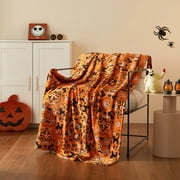 Way To Celebrate Cats Bandana Plush Oversized Couch Throw Blanket, Orange, 50 x 72 in