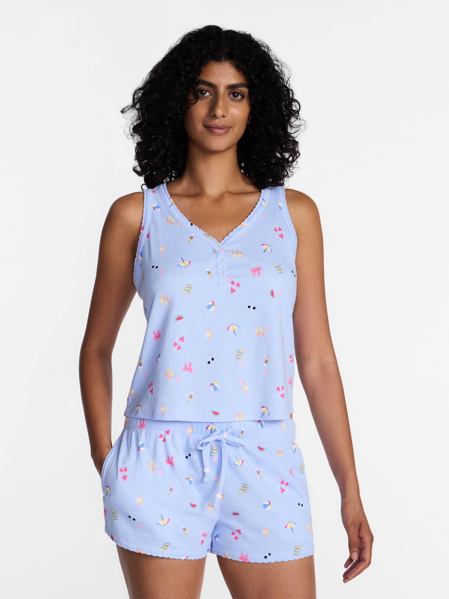 Way to Celebrate Women's Pointelle Pajama Set, 2-Piece, Sizes XS-3X