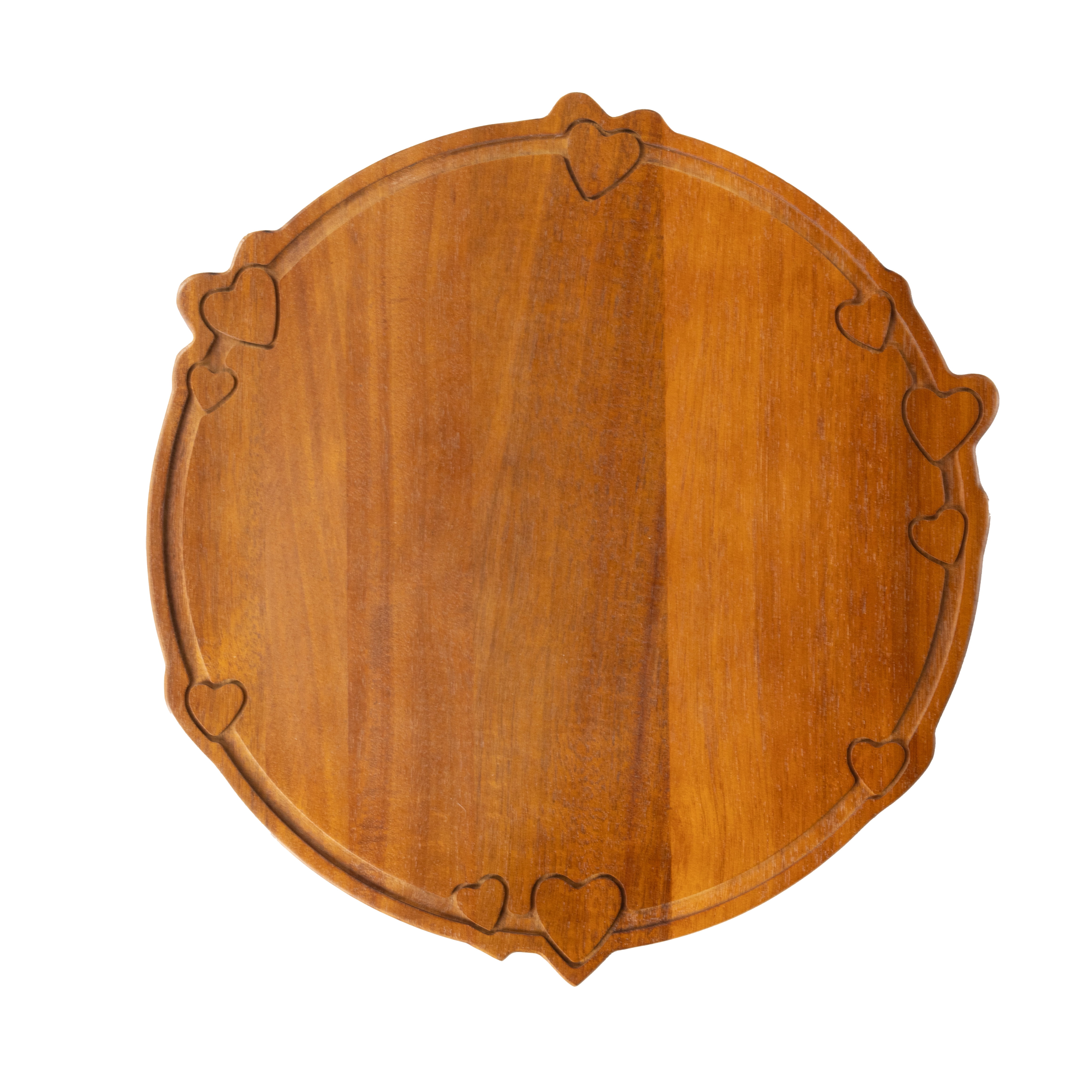 Way To Celebrate Acacia Wood Charcuterie Board for Valentine's Day, Brown, 13.32 in x 13.97 in x 0.59 in