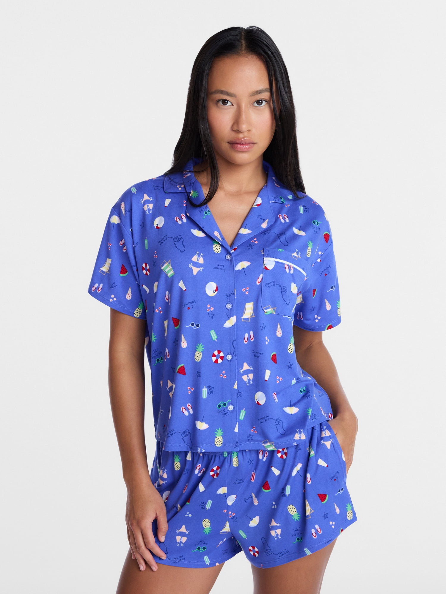 Way to Celebrate Women's Shorty Notch Fourth of July Pajama Set, 2-Piece, Sizes XS-3X