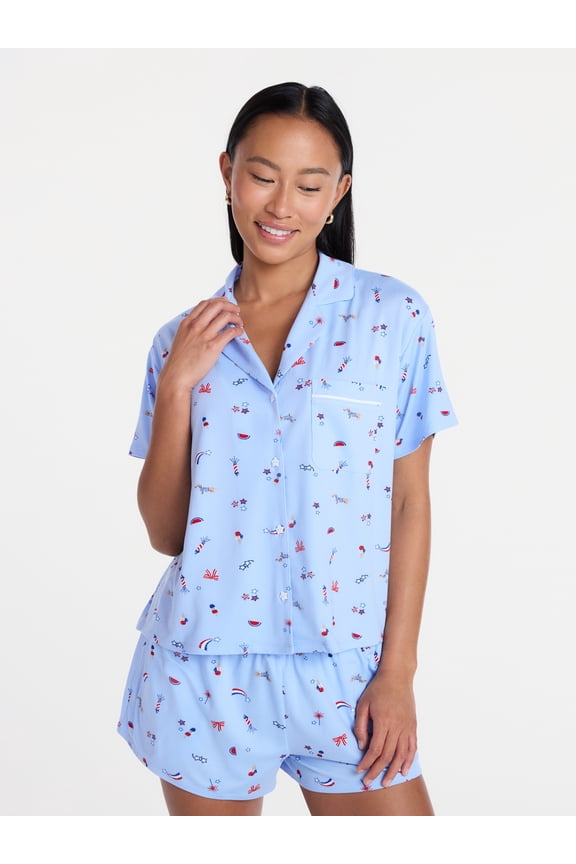 Women's Shorty Notch Fourth of July Pajama Set, 2-Piece, Sizes XS-3X