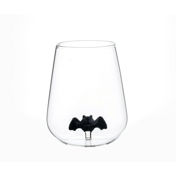 Way to Celebrate Halloween Stemless Wine Glass with Bat