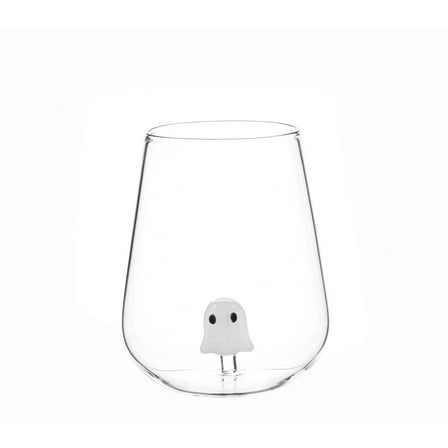 Way to Celebrate Halloween Stemless Wine Glass with Ghost