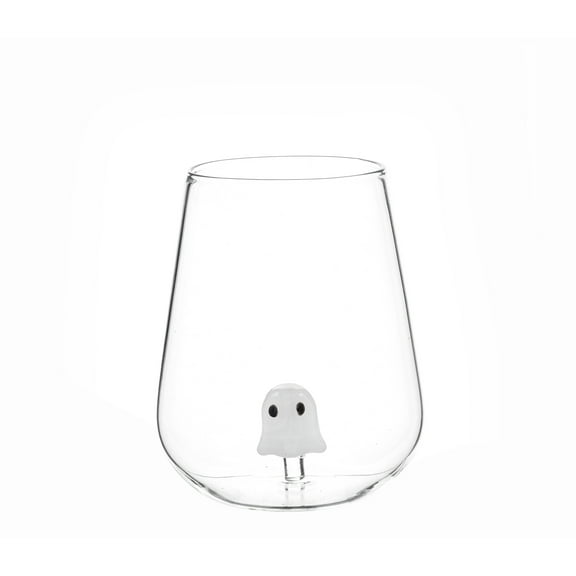 Way to Celebrate Halloween Stemless Wine Glass with Ghost