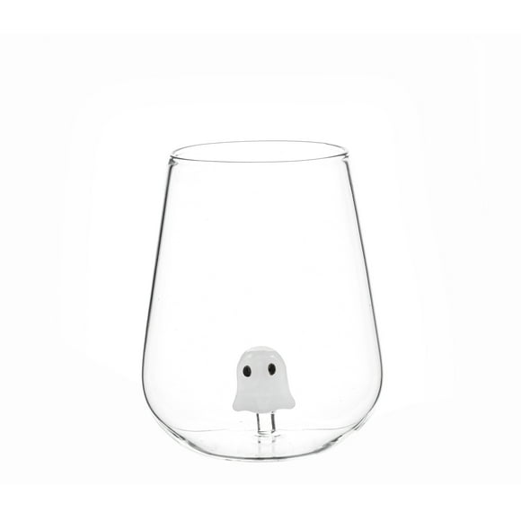 Way to Celebrate Halloween Stemless Wine Glass with Ghost