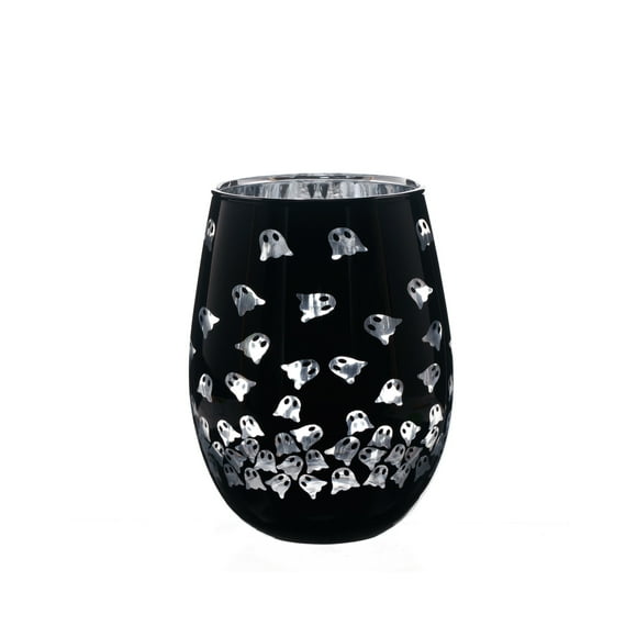 Way to Celebrate Halloween Two Tone Stemless Wine Glass Ghost