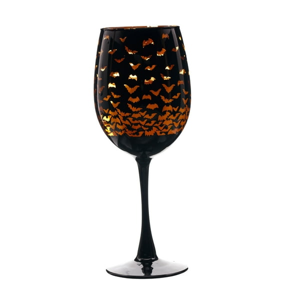 Way to Celebrate Halloween Two Tone Wine Glass Bats