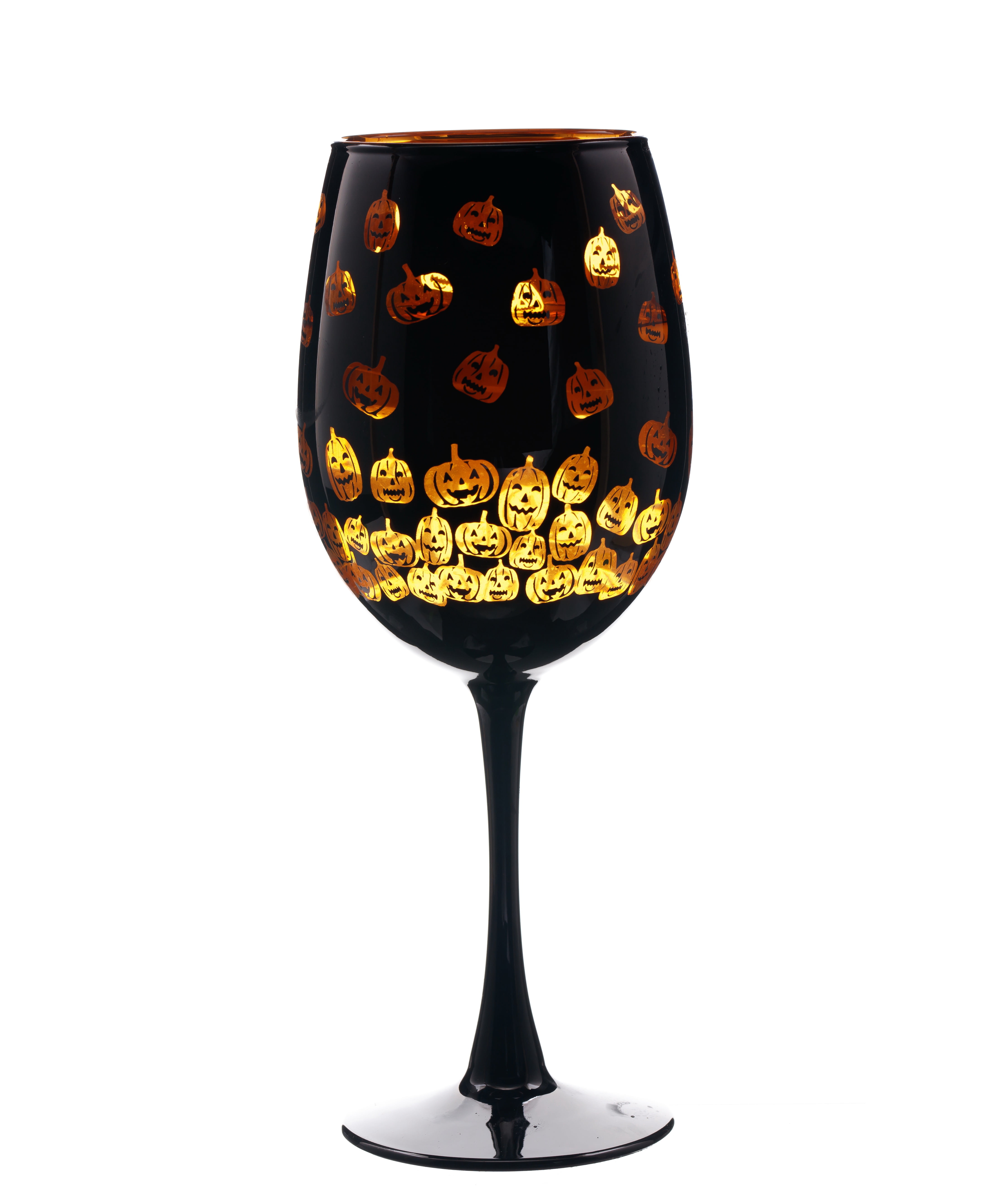 Way to Celebrate Halloween Two Tone Wine Glass Pumpkin