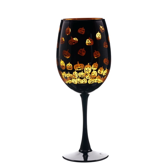 Way to Celebrate Halloween Two Tone Wine Glass Pumpkin