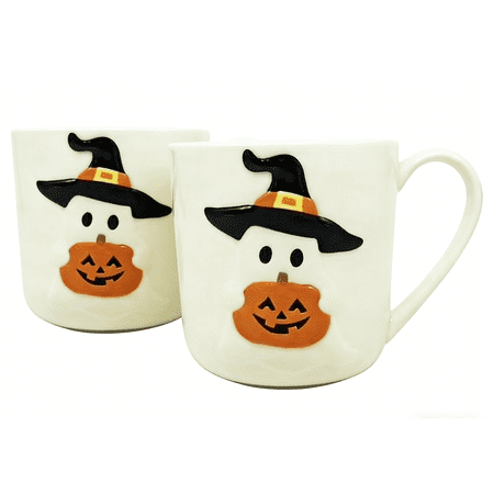 Way To Celebrate Halloween Ghost Stoneware Mugs, 2-Pack, 14.88 oz
