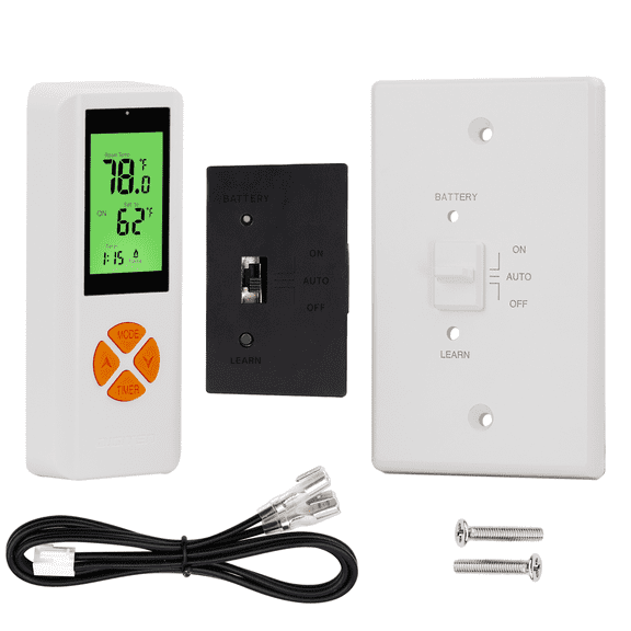 WTC401 Fireplace Remote Control Thermostat Kit - Wireless LCD Thermostat for Millivolt & Electronic Ignition Fireplaces with Timer, Child Lock & ON/AUTO/OFF Modes