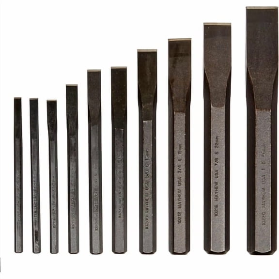Mayhew Steel 61510 Cold Chisel Kit, Black Oxide Finish, 10 Piece