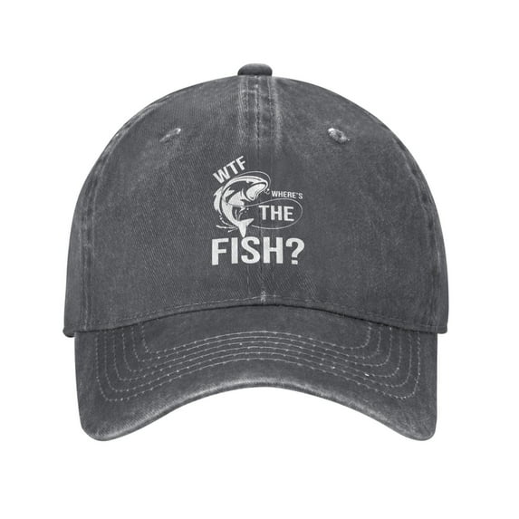 WTF Where's The Fish 1 Baseball Cap Vintage Soft Washed Denim,Golf Dad Hat Adjustable Trucker Hats for Men Women Unisex Adult,Deep Heather