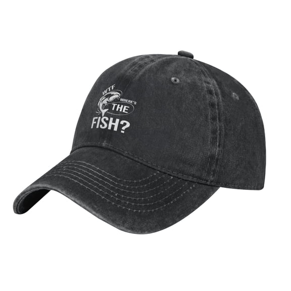 WTF Where's The Fish 1 Baseball Cap Vintage Soft Washed Denim,Golf Dad Hat Adjustable Trucker Hats for Men Women Unisex Adult
