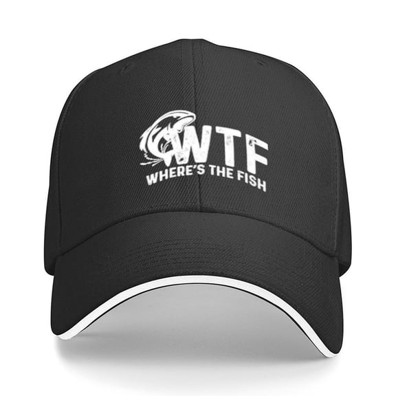 WTF Where's The Fish Hat Print Baseball Cap Adjustable Strap for Running Workouts and Outdoor Activities All Seasons,Adult One Size Fits All