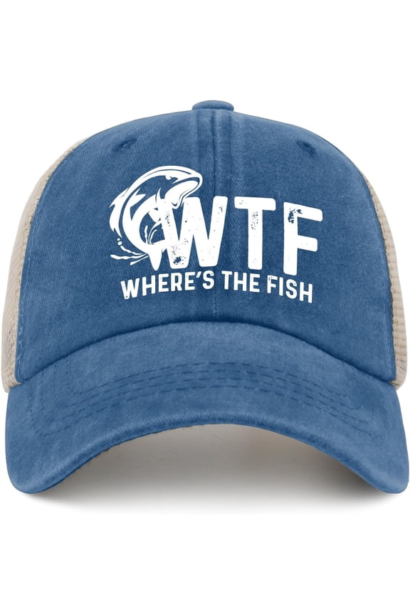 WTF Where's The Fish Hat Trucker Hat Men Trendy Mesh Cap for Summer