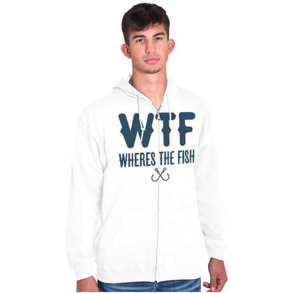 WTF Where's the Fish Fisherman Funny Zip Hoodie Sweatshirt Men Brisco Brands X