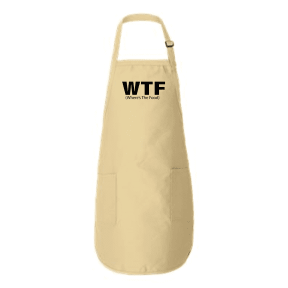 WTF Wheres the Food Full-Length Apron with Pockets Natural One Size