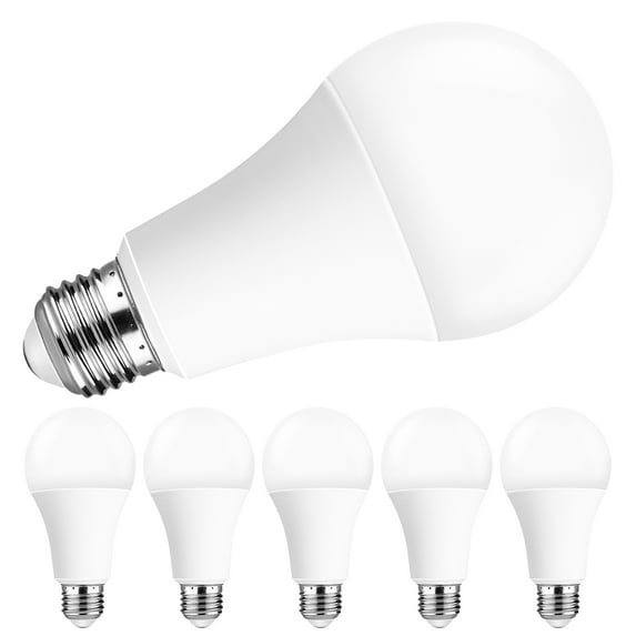 WTL LED Light Bulbs, 6 Pack A21 150-200W Equivalent(20W) Light Bulb, 2200LM High Lumens, 5000K Daylight White Non-dimmable E26 Medium Base LED Bulb for Living Room