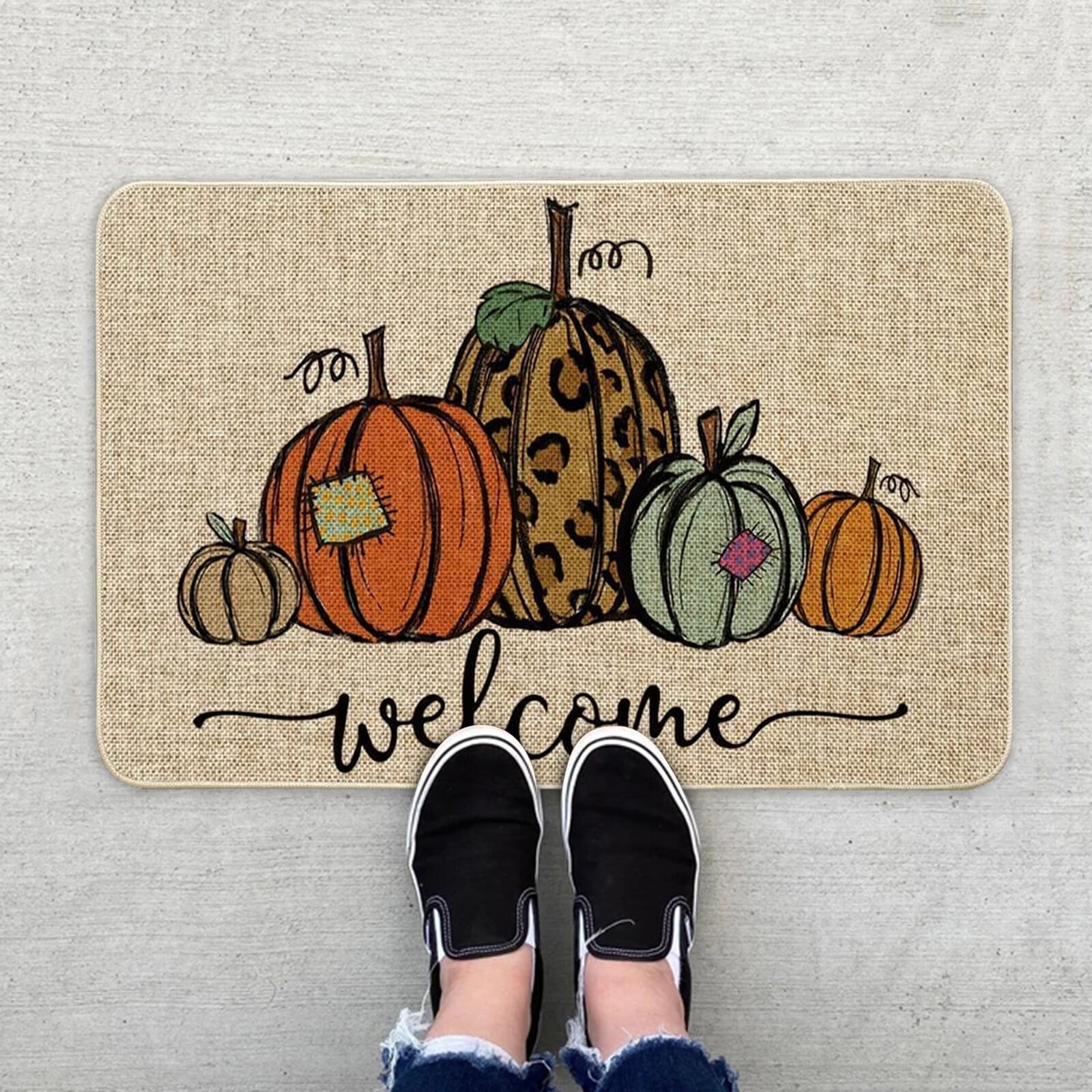 WTN Autumn Door Mat Pumpkin Floor Mat Fall Seasonal