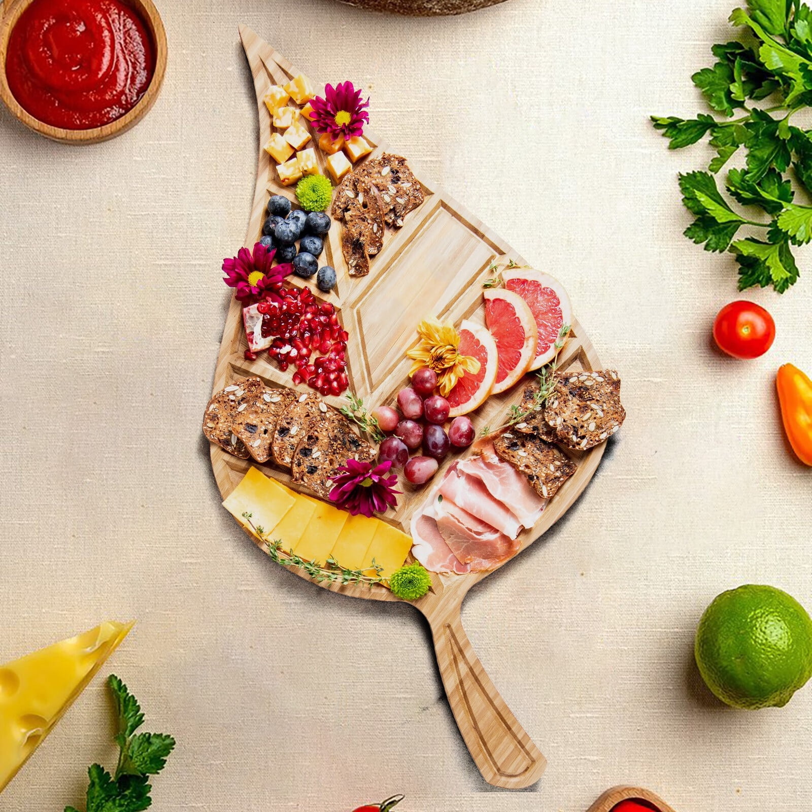 WTN Leaf Aperitif Board Charcuterie Board Set Unique Cheese Board
