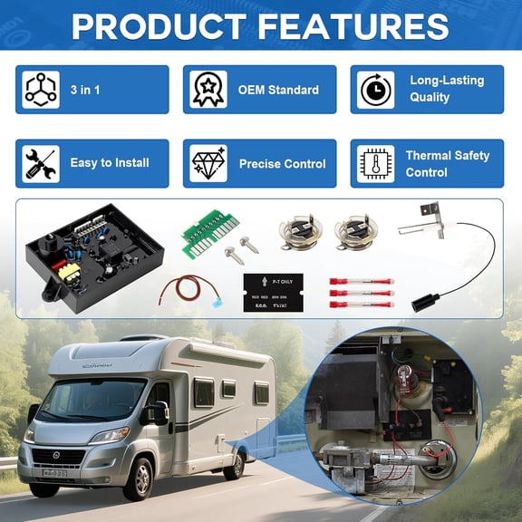 WTNYOU RV Hot Water  Flush Kit for Atwood Dometic, Includes 91365 Control Circuit Board Repair Kit, 91447 Thermal Cutoff & ECO Thermostat Kit, 93868 Igniter Electrode, 3 in 1 Repair Pack