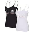 thumbnail image 1 of WTOBBY 2-Pack Wire-Free Women's Camisole with Padded Support, Sexy Oversized Layering Tank Tops, Soft Stretchy Plus Size Sleepwear Essentials,White 4XL, 1 of 5