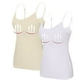 thumbnail image 1 of WTOBBY 2-Pack Wire-Free Women's Camisole with Padded Support, Sexy Oversized Layering Tank Tops, Soft Stretchy Plus Size Sleepwear Essentials,Khaki L, 1 of 5