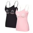 thumbnail image 1 of WTOBBY 2-Pack Wire-Free Women's Camisole with Padded Support, Sexy Oversized Layering Tank Tops, Soft Stretchy Plus Size Sleepwear Essentials,Pink XL, 1 of 5