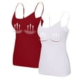 thumbnail image 1 of WTOBBY 2-Pack Wire-Free Women's Camisole with Padded Support, Sexy Oversized Layering Tank Tops, Soft Stretchy Plus Size Sleepwear Essentials,Wine L, 1 of 5