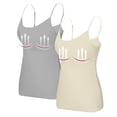 thumbnail image 1 of WTOBBY 2-Piece Solid Color Women's Camisole with Built-in Chest Pad, Sexy Oversized Tank Top Set for Layering, Soft Plus Size Comfort Underwear,Light Gray 2XL, 1 of 5