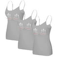 thumbnail image 1 of WTOBBY 3-Pack Women's Camisole with Built-in Chest Pad, Sexy Oversized Underwear Set, Soft Stretchy Comfort Fit Plus Size Tank Tops for Layering,Gray 5XL, 1 of 4
