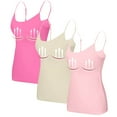 thumbnail image 1 of WTOBBY 3-Piece Women's Removable Pad Camisole Set, Sexy Oversized Underwear with Chest Support, Comfort Fit Plus Size Stretchy Layering Tanks,Hot Pink XL, 1 of 5