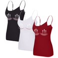 thumbnail image 1 of WTOBBY 3-Piece Women's Removable Pad Camisole Set, Sexy Oversized Underwear with Chest Support, Comfort Fit Plus Size Stretchy Layering Tanks,Wine 5XL, 1 of 5
