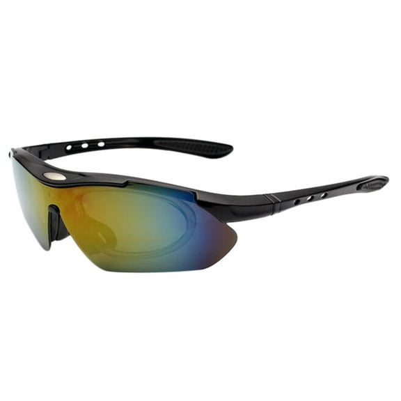 WTOBBY 5-Lens Interchangeable Sports Sunglasses, Unisex Cycling Driving Golf Baseball Eyewear, Multi-Sport Polarized Glasses with Carrying Case,Black