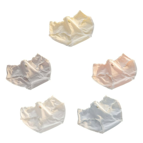 WTOBBY 5-Pack Women's Cheeky Panties, Stretchy Cotton Blend Material, Cartoon Character Briefs, No Show Underwear Technology, Soft Waistband Comfort Design ,White L