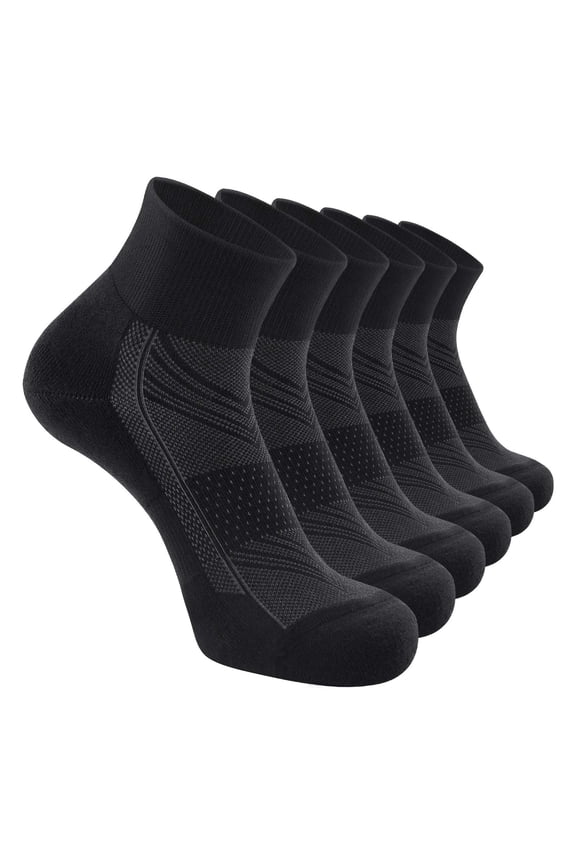 6 Pairs Men's No-Show Low Cut Athletic Socks, Lightweight Invisible Liner Socks for Running Casual Shoes, Moisture-Wicking Quick-Dry Technology, Breathable Mesh,Black