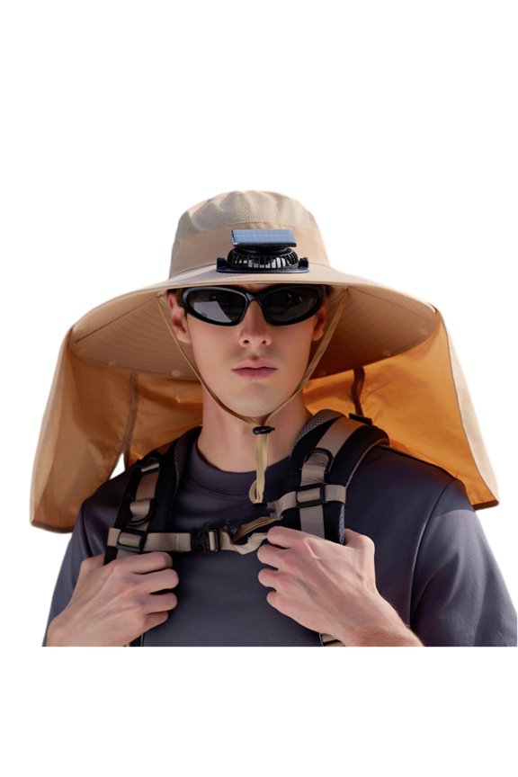 Advanced Solar Tech Sun Hat, High Capacity Cooling System Cap with Ergonomic Wide Brim for Backcountry Fishing, Mountaineering and Professional Use,Khaki