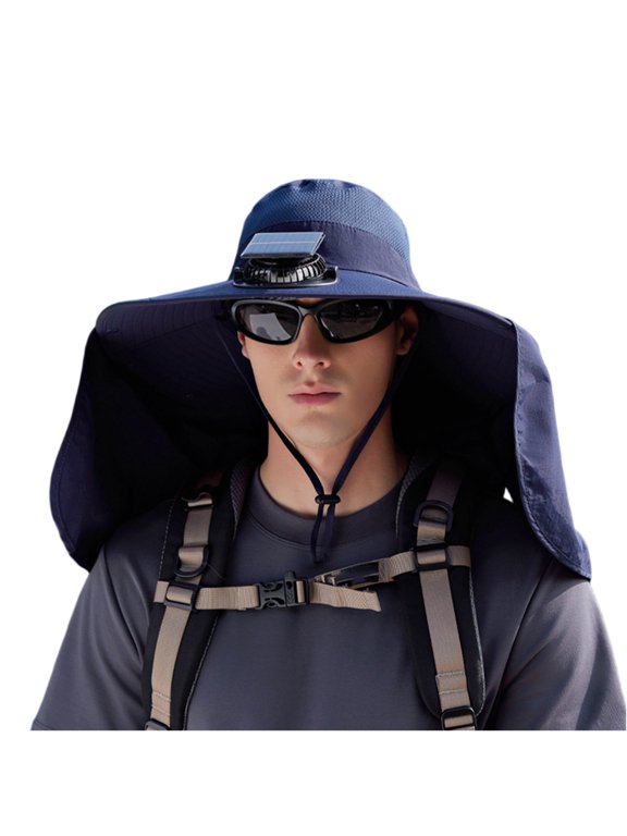 Advanced Solar Tech Sun Hat, High Capacity Cooling System Cap with Ergonomic Wide Brim for Backcountry Fishing, Mountaineering and Professional Use,Navy