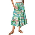 thumbnail image 1 of WTOBBY Boho Floral Summer Maxi Skirt Women's Drawstring High Waisted Long Skirt Lightweight Beach Vacation Skirt Tiered Flowy Pleated Skirt with Elastic Waist,Green L, 1 of 4