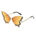 thumbnail image 1 of WTOBBY Butterfly Diamond Sunglasses, Rimless Fashion Sun Glasses with Full UV Protection, Women's Outdoor Accessory for Clothing Matching,Orange, 1 of 5