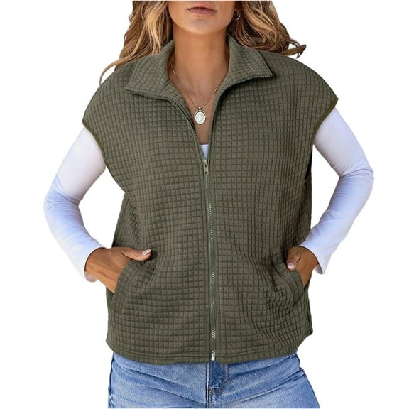 WTOBBY Cardigan For Women Long Sleeve Casual Tops, Open Front Solid Knit Sweater Vest, Lightweight Layering Piece for Indoor and Outdoor Daily Fashion,Army Green L