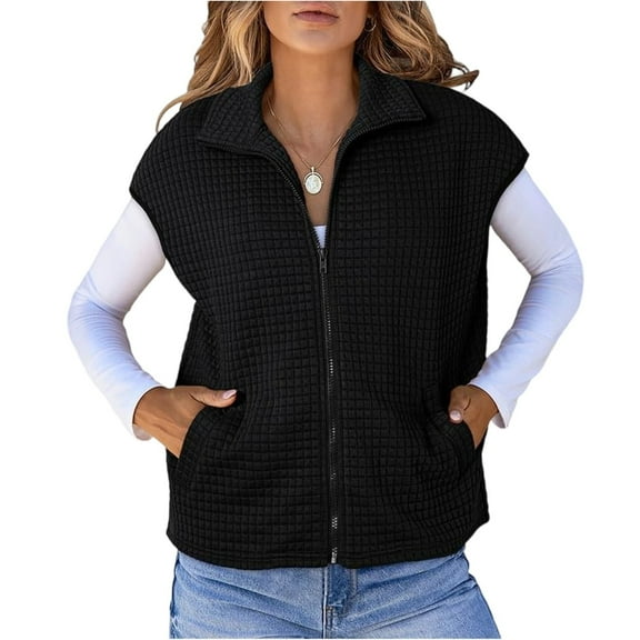 WTOBBY Cardigan For Women Long Sleeve Casual Tops, Open Front Solid Knit Sweater Vest, Lightweight Layering Piece for Indoor and Outdoor Daily Fashion,Black M