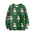 thumbnail image 1 of WTOBBY Christmas Themed Cute Print Women's Knit Sweater Top, Long Sleeve Crewneck Pullover, Holiday Casual Fall and Winter Fashion Wear,Dark Green XL, 1 of 5