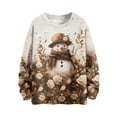 thumbnail image 1 of WTOBBY Christmas Themed Cute Print Women's Knit Sweater Top, Long Sleeve Crewneck Pullover, Holiday Casual Fall and Winter Fashion Wear,Light Brown L, 1 of 5