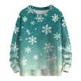 thumbnail image 1 of WTOBBY Christmas Themed Women's Knit Sweater Top, Long Sleeve Round Neck Printed Pullover, Casual Holiday Fashion Wear for Seasonal Outfits,Army Green L, 1 of 5